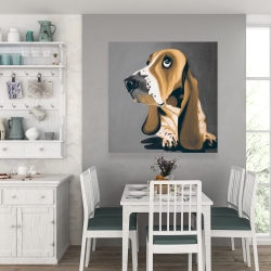 Canvas 36 x 36 - Gold basset hound dog
