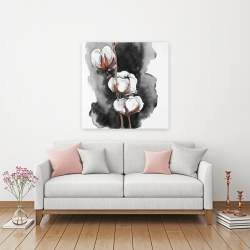 Canvas 36 x 36 - Watercolor cotton flowers