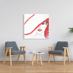 Toile 36 x 36 - Femme avec un chapeau d'été