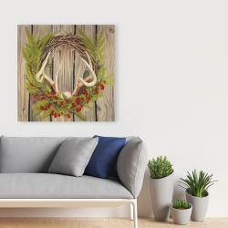 Toile 36 x 36 - Couronne de noël avec panache