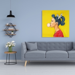 Toile 36 x 36 - Femme rétro avec queue de cheval