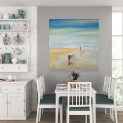 Canvas 36 x 36 - Children at the beach