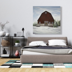 Toile 36 x 36 - C'est l'hiver à la ferme
