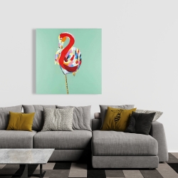 Toile 36 x 36 - Flamant abstrait coloré
