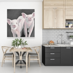 Toile 36 x 36 - Deux petits porcelets