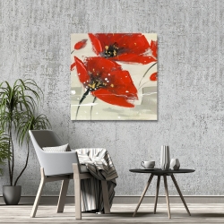 Canvas 36 x 36 - Abstract red flowers in the wind