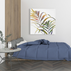 Toile 36 x 36 - Feuilles de palmiers tropicaux à l'aquarelle