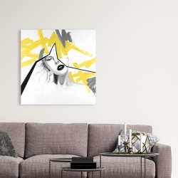 Toile 36 x 36 - Femme au trait jaune