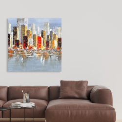 Canvas 36 x 36 - Colorful buildings with water reflection