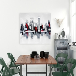 Canvas 36 x 36 - Gray and red cityscape