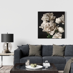 Toile 36 x 36 - Pivoines beige