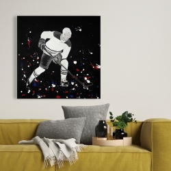 Toile 36 x 36 - Joueur de hockey prêt l'action