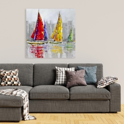 Canvas 36 x 36 - Sailboats in the wind