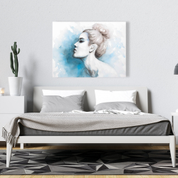 Canvas 36 x 48 - Watercolor abstract girl profile view