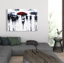 Canvas 36 x 48 - Abstract silhouettes under the rain