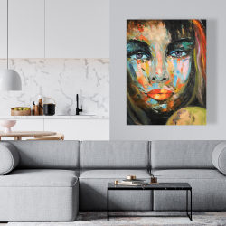 Toile 36 x 48 - Portrait coloré de femme