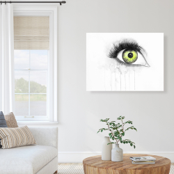 Toile 36 x 48 - Oeil vert à l'aquarelle