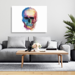 Toile 36 x 48 - Crâne coloré aquarelle