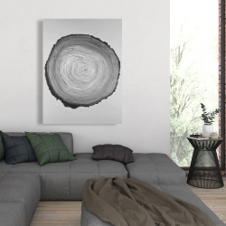 Canvas 36 x 48 - Grayscale round wood log