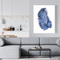 Canvas 36 x 48 - Watercolor blue feather
