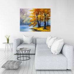 Canvas 36 x 48 - Two trees by the lake