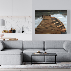 Canvas 36 x 48 - Lake, dock and boat