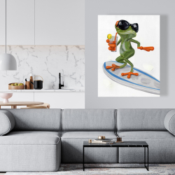 Toile 36 x 48 - Drôle de grenouille sur surf
