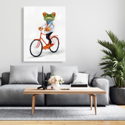 Toile 36 x 48 - Drole de grenouille à vélo