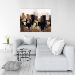 Toile 36 x 48 - Paysage urbain abstrait en tons terreux
