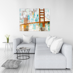 Canvas 36 x 48 - Golden gate with turquoise paint spots