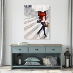 Toile 36 x 48 - Femme marchant avec son parapluie