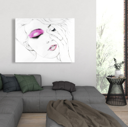 Toile 36 x 48 - Portrait de femme avec maquillage rose