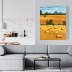 Canvas 36 x 48 - Hay bale fields