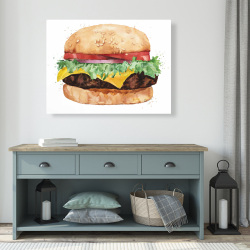 Canvas 36 x 48 - Watercolor all dressed cheeseburger