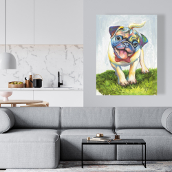 Canvas 36 x 48 - Colorful smiling pug