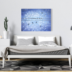 Toile 36 x 48 - Oiseaux sur un fil avec ciel bleu clair