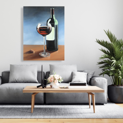 Canvas 36 x 48 - Bottle of bourgogne with whine glass