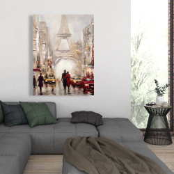 Toile 36 x 48 - Rue achalandée de paris et tour eiffel