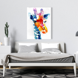 Toile 36 x 48 - Girafe abstraite tacheté de couleurs