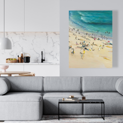 Toile 36 x 48 - Foule à la plage l'été