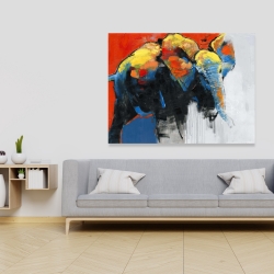 Toile 36 x 48 - éléphant coloré et abstrait en mouvement