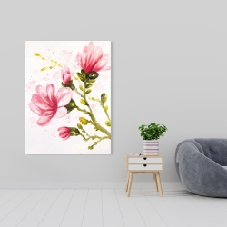 Toile 36 x 48 - Fleurs de magnolia à l'aquarelle