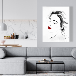 Canvas 36 x 48 - Right side watercolor serenely lady portrait