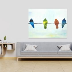 Toile 36 x 48 - Oiseaux abstrait perchés