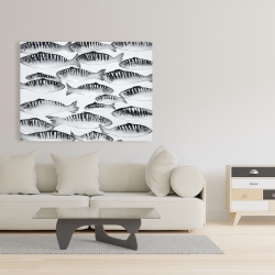 Canvas 36 x 48 - Gray shoal of fish