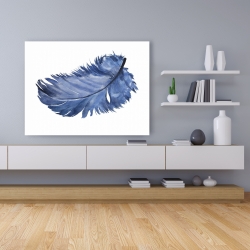 Canvas 36 x 48 - Watercolor blue feather