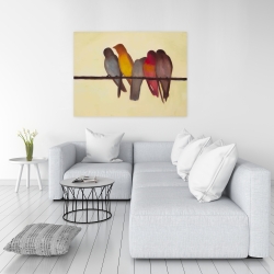 Canvas 36 x 48 - Five birds on a branch