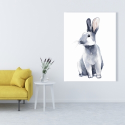 Canvas 36 x 48 - Gray curious rabbit