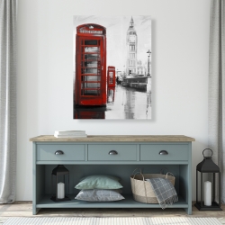 Canvas 36 x 48 - Red phonebooth with the big ben