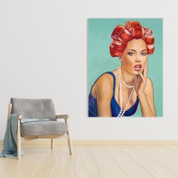 Toile 36 x 48 - Femme rétro avec bigoudis